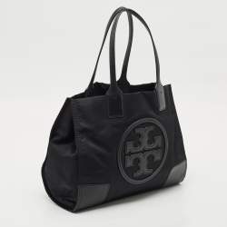 Tory Burch Black Nylon and Faux Leather Medium Ella Tote