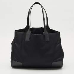 Tory Burch Black Nylon and Faux Leather Medium Ella Tote