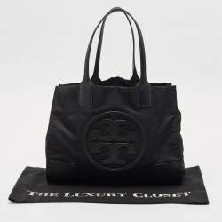 Tory Burch Black Nylon and Faux Leather Medium Ella Tote