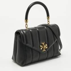 Pre Owned Tory Burch Black Quilted Small Leather Kira Top Handle Bag