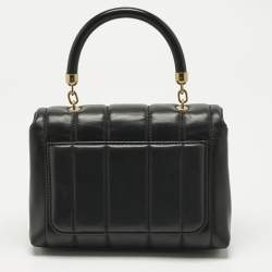 Pre Owned Tory Burch Black Quilted Small Leather Kira Top Handle Bag