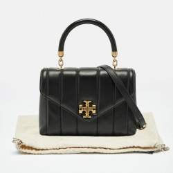 Pre Owned Tory Burch Black Quilted Small Leather Kira Top Handle Bag