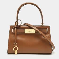 Tory Burch Brown Leather Petite Lee Radziwill Top Handle Bag