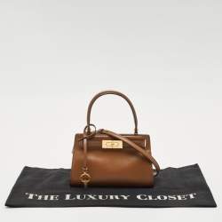Tory Burch Brown Leather Petite Lee Radziwill Top Handle Bag