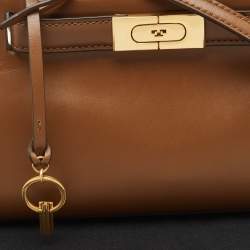 Tory Burch Brown Leather Petite Lee Radziwill Top Handle Bag
