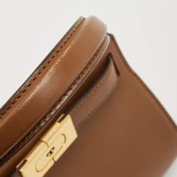 Tory Burch Brown Leather Petite Lee Radziwill Top Handle Bag