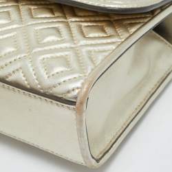 Pre Owned Tory Burch Pale Gold Leather Small Fleming Shoulder Bag