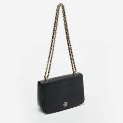 Pre Owned Tory Burch Black Leather Robinson Shoulder Bag