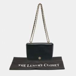 Pre Owned Tory Burch Black Leather Robinson Shoulder Bag