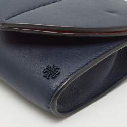 Tory Burch Navy Blue Leather Heart Clutch