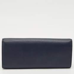 Tory Burch Navy Blue Leather Heart Clutch