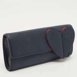 Tory Burch Navy Blue Leather Heart Clutch