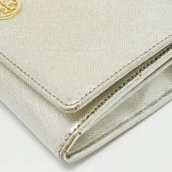Pre Owned Tory Burch Silver Leather Robinson Wallet On Chain