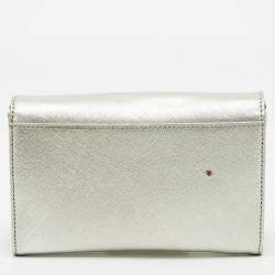 Pre Owned Tory Burch Silver Leather Robinson Wallet On Chain