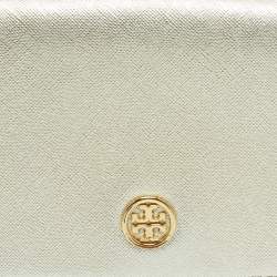 Pre Owned Tory Burch Silver Leather Robinson Wallet On Chain