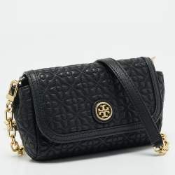 Pre Owned Tory Burch Black Quilted Leather Small Bryant Crossbody Bag