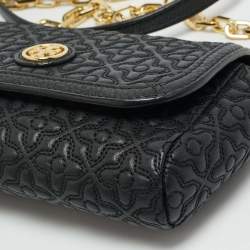 Pre Owned Tory Burch Black Quilted Leather Small Bryant Crossbody Bag
