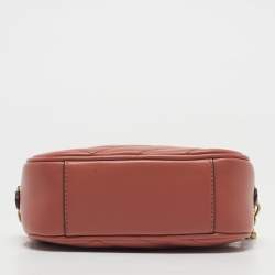 Pre Owned Tory Burch Coral Pink Leather Kira Camera Crossbody Bag