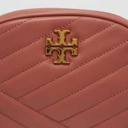 Pre Owned Tory Burch Coral Pink Leather Kira Camera Crossbody Bag