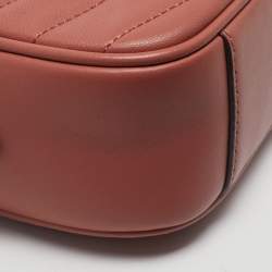 Pre Owned Tory Burch Coral Pink Leather Kira Camera Crossbody Bag