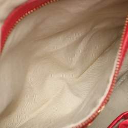 Pre Owned Tory Burch Red Leather and Nylon Tote