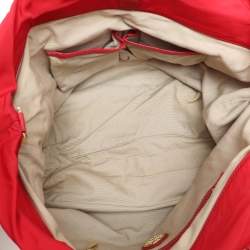 Pre Owned Tory Burch Red Leather and Nylon Tote