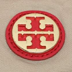 Pre Owned Tory Burch Red Leather and Nylon Tote