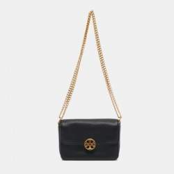 Pre Owned Tory Burch Black Leather Mini Chelsea Chain Shoulder Bag