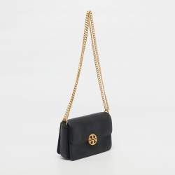 Pre Owned Tory Burch Black Leather Mini Chelsea Chain Shoulder Bag