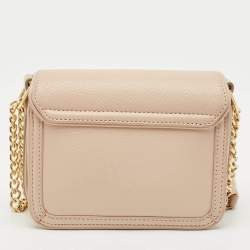 Pre Owned Tory Burch Peach/Gold Leather Duet Chain Shoulder Bag