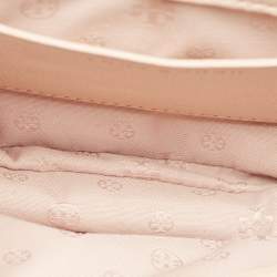 Pre Owned Tory Burch Peach/Gold Leather Duet Chain Shoulder Bag