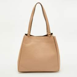 Pre Owned Tory Burch Sand Beige Leather McGraw Carryall Shoulder Bag