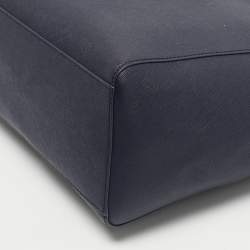 Pre Owned Tory Burch Navy Blue Saffiano Leather York Buckle Tote