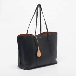 Pre Owned Tory Burch Black Leather Large Triple Compartment Perry Tote