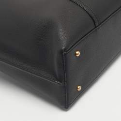 Pre Owned Tory Burch Black Leather Large Triple Compartment Perry Tote