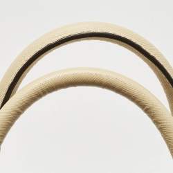 Pre Owned Tory Burch Two Tone Beige Leather Robinson Dome Satchel