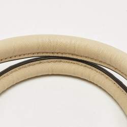 Pre Owned Tory Burch Two Tone Beige Leather Robinson Dome Satchel