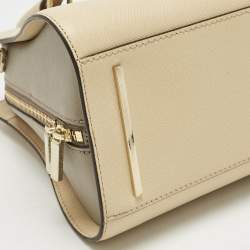 Pre Owned Tory Burch Two Tone Beige Leather Robinson Dome Satchel