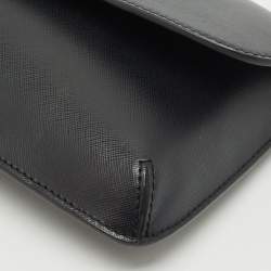 Pre Owned Tory Burch Black Leather Slim Diana Flap Clutch