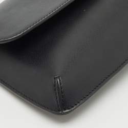 Pre Owned Tory Burch Black Leather Slim Diana Flap Clutch