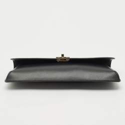 Pre Owned Tory Burch Black Leather Slim Diana Flap Clutch