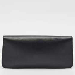 Pre Owned Tory Burch Black Leather Slim Diana Flap Clutch