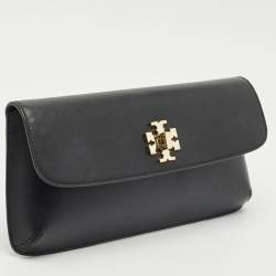 Pre Owned Tory Burch Black Leather Slim Diana Flap Clutch