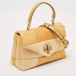 Pre Owned Tory Burch Multicolor Leather Small Patchwork Kira Top Handle Bag