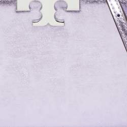 Pre Owned Tory Burch Metallic Purple Leather Mini Eleanor Top Handle Bag