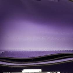 Pre Owned Tory Burch Metallic Purple Leather Mini Eleanor Top Handle Bag