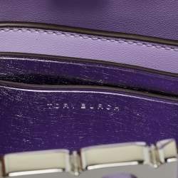 Pre Owned Tory Burch Metallic Purple Leather Mini Eleanor Top Handle Bag