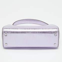 Pre Owned Tory Burch Metallic Purple Leather Mini Eleanor Top Handle Bag