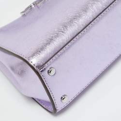 Pre Owned Tory Burch Metallic Purple Leather Mini Eleanor Top Handle Bag