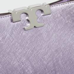 Pre Owned Tory Burch Metallic Purple Leather Mini Eleanor Top Handle Bag
